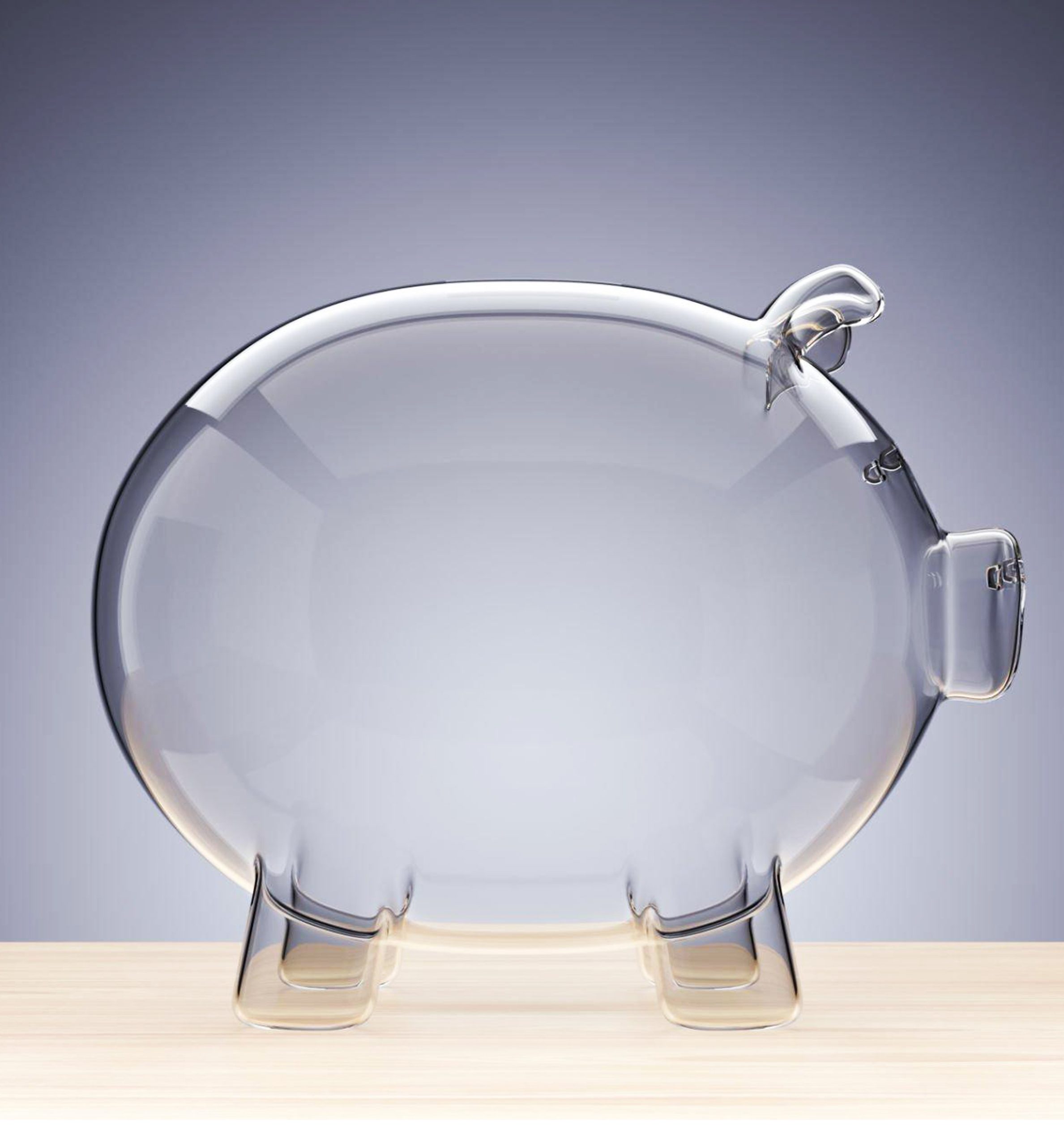 Empty Glass piggy bank , 3d render